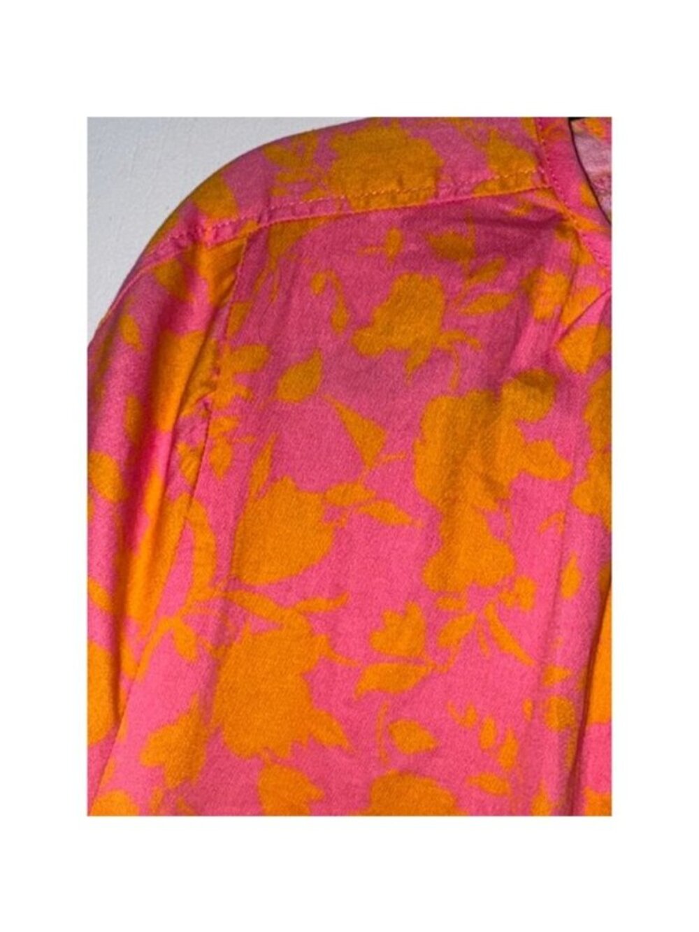 Free Assembly Womens Floral Pink & Orange Dress XXL 100% Cotton Made In India - Picture 7 of 11